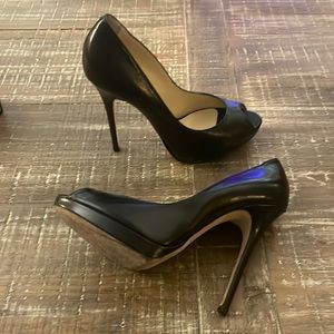 Jimmy Choo black open toe platform pumps.  Sz. 40